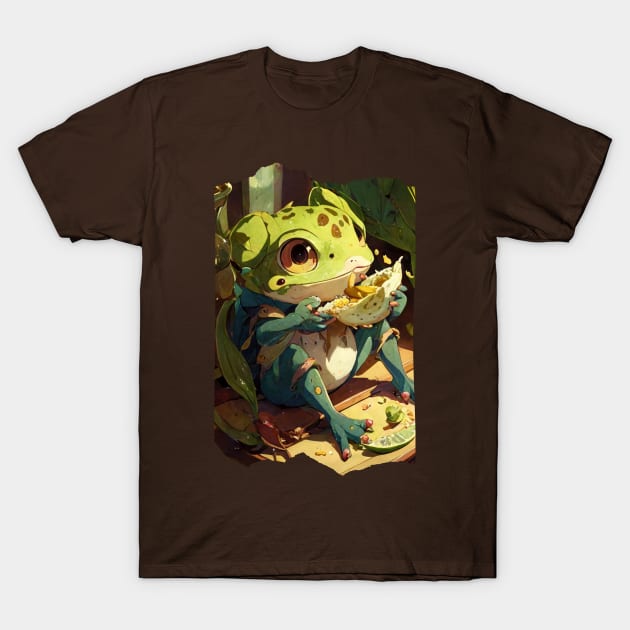 Cute Frog Eating T-Shirt by Meoipp